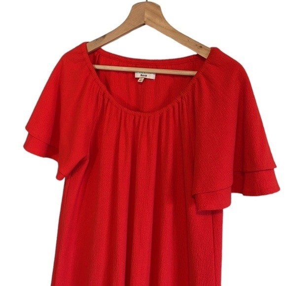 Madewell Texture & Thread Tiered Sleeve Mini Dress Women’s Size Small Orange - Picture 3 of 8